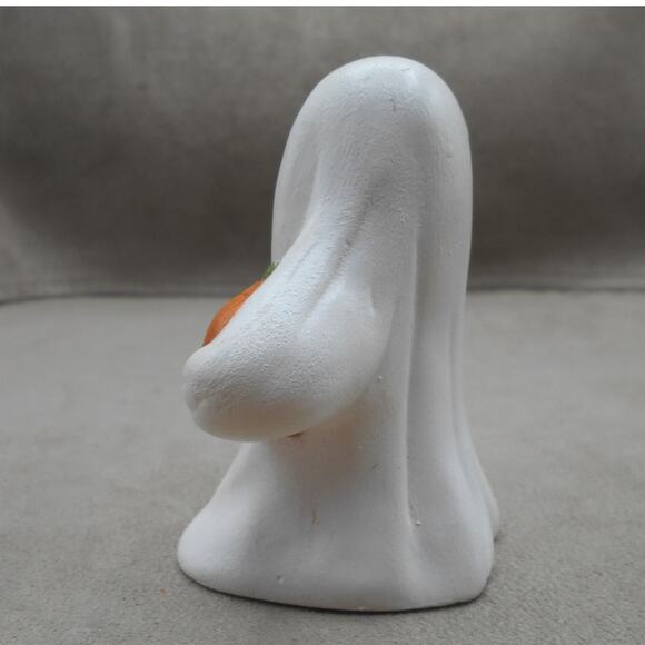 Ghost Holding Pumpkin 3" Hand Painted Halloween Ceramic Vintage - Picture 5 of 6